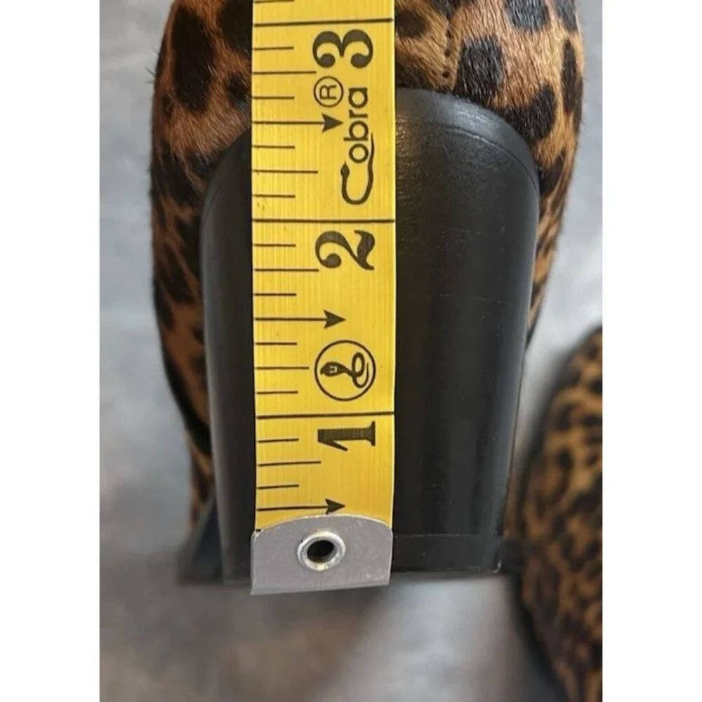 Marc Fisher NWOB womens calf hair leopard print slip on pointy ankle boot 8.5M